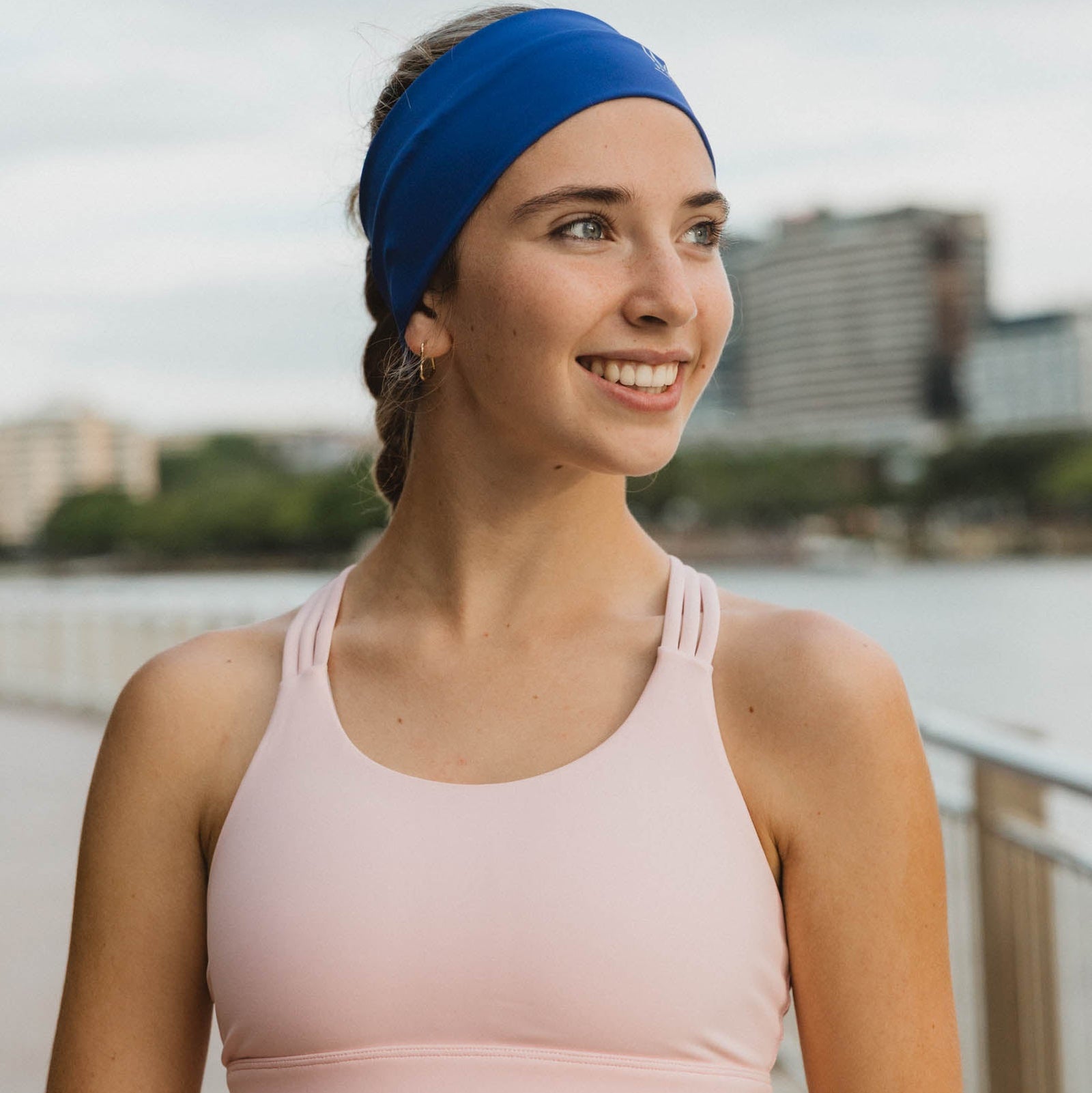 blue running headband
