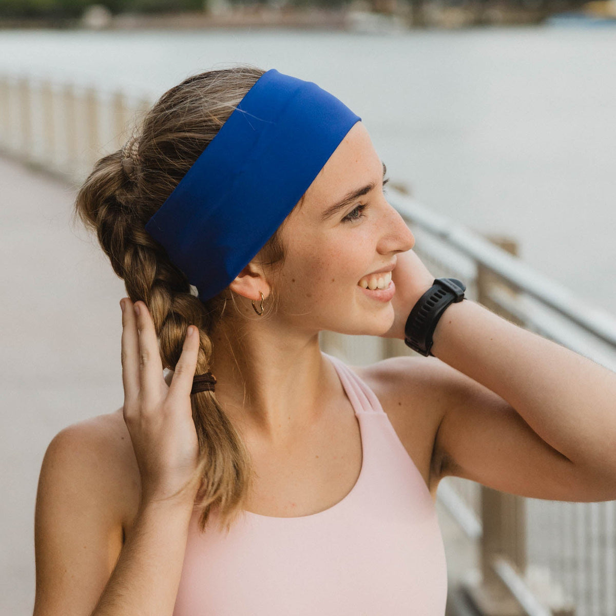 blue running headband
