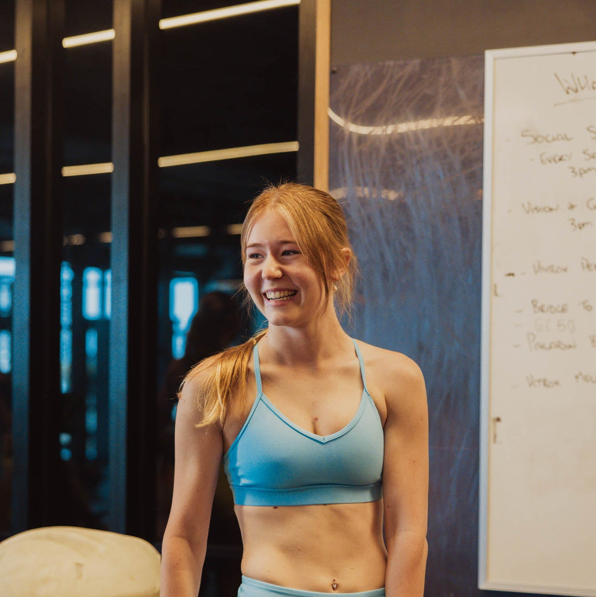 blue sports bra