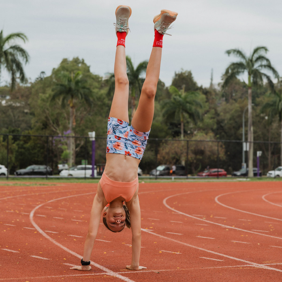 girls floral running shorts