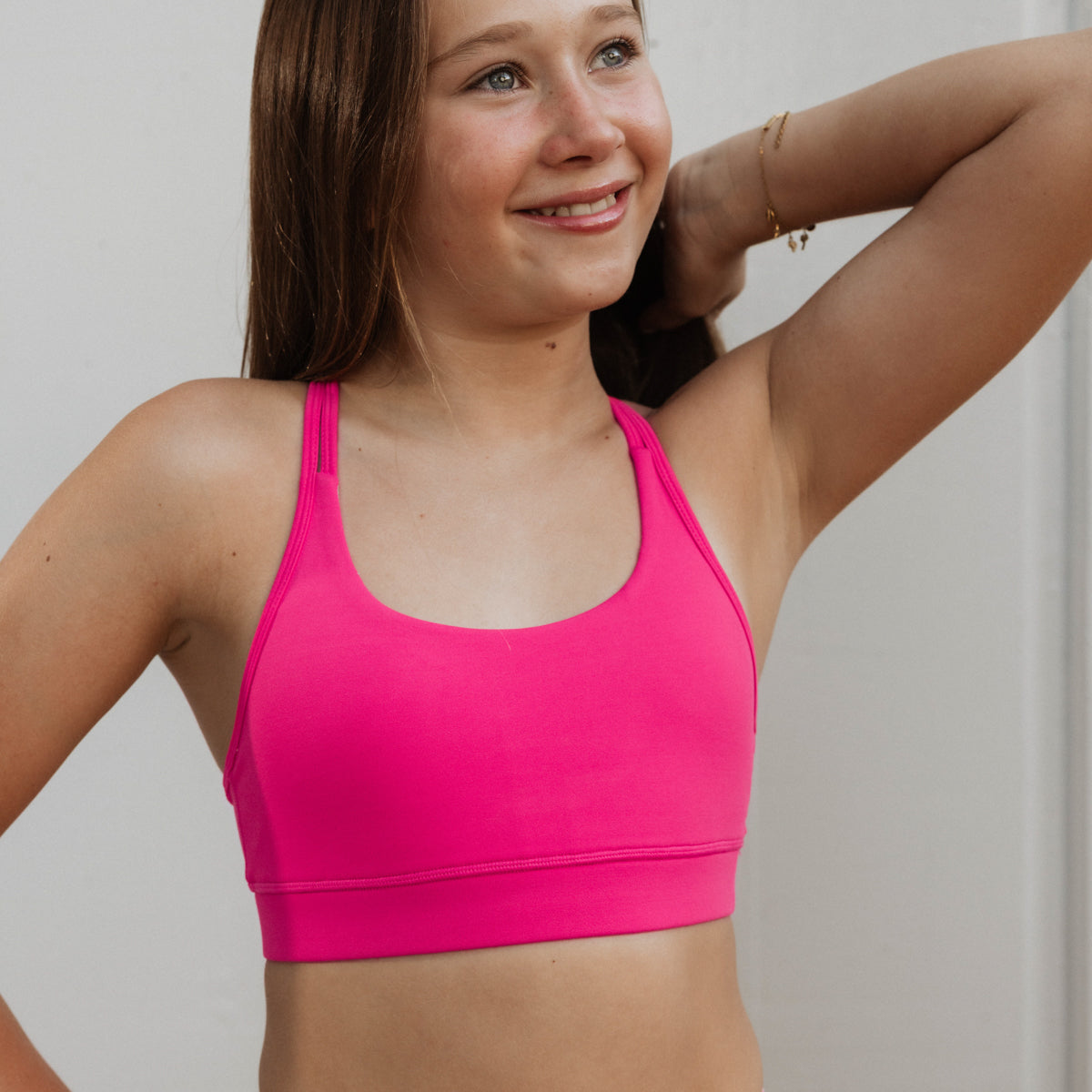 girls pink sports bra