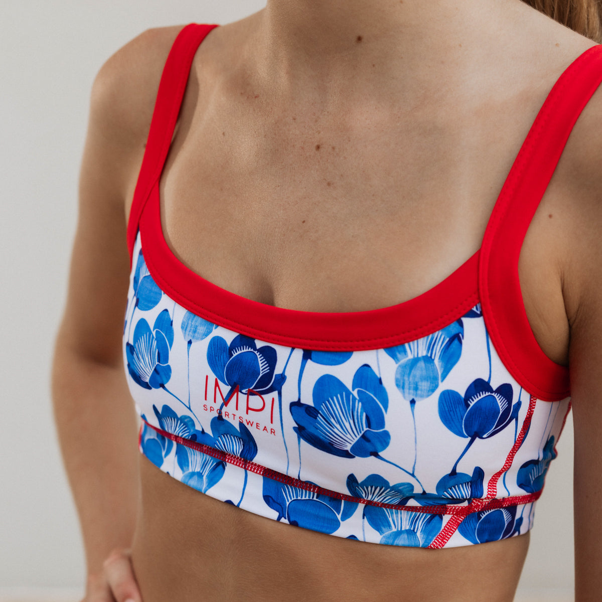 blue and red sports bra