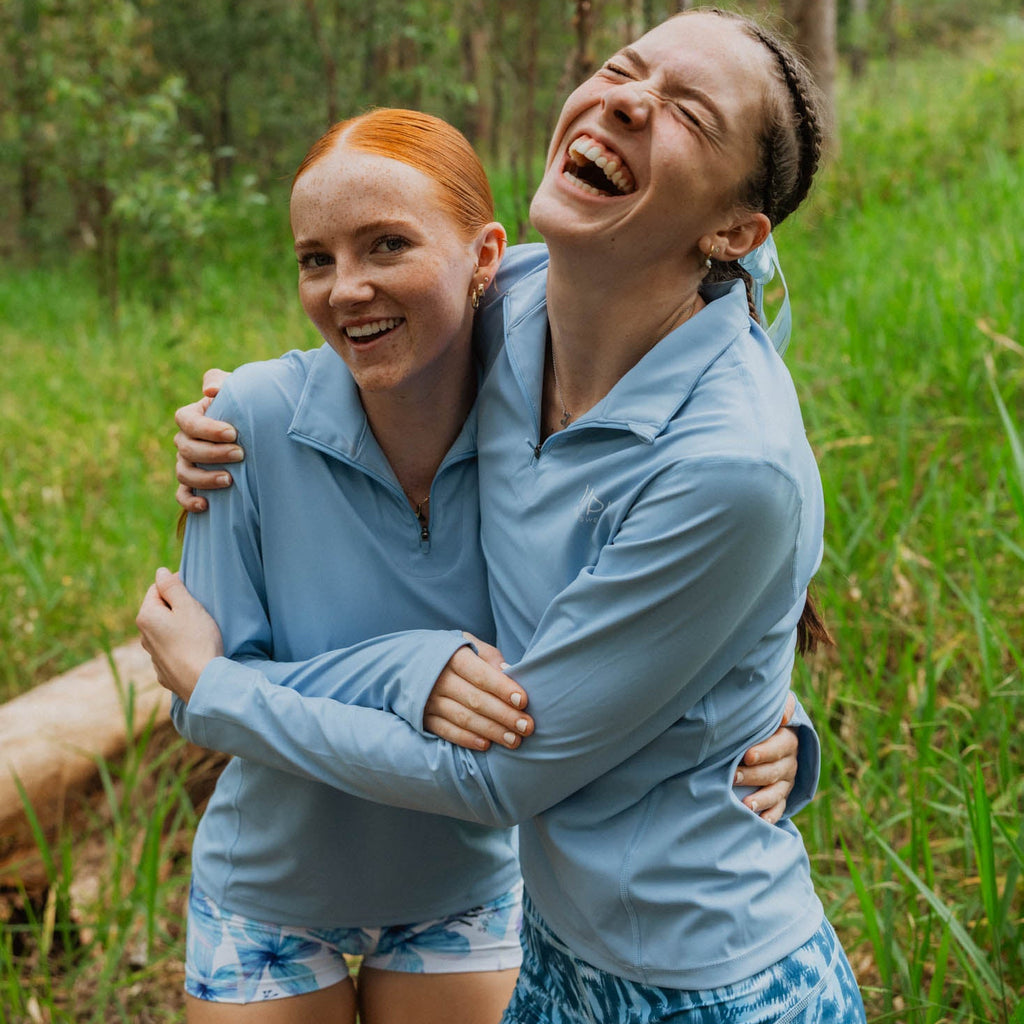 blue long sleeve running top