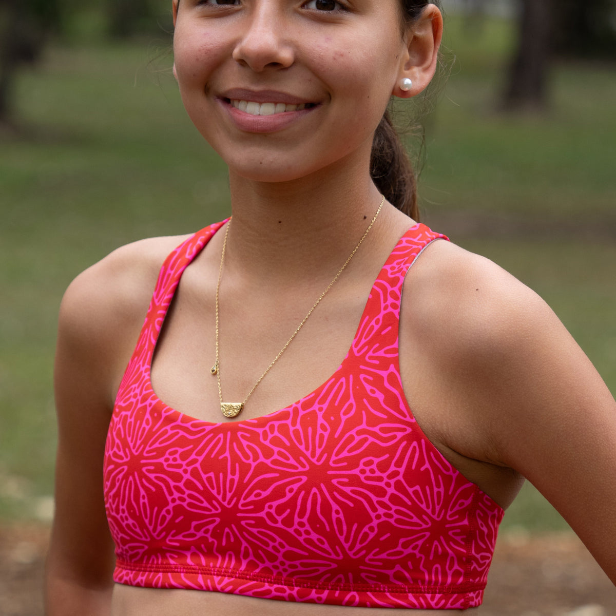 IMPI Strappy Running Bra Top - Coral Urchin