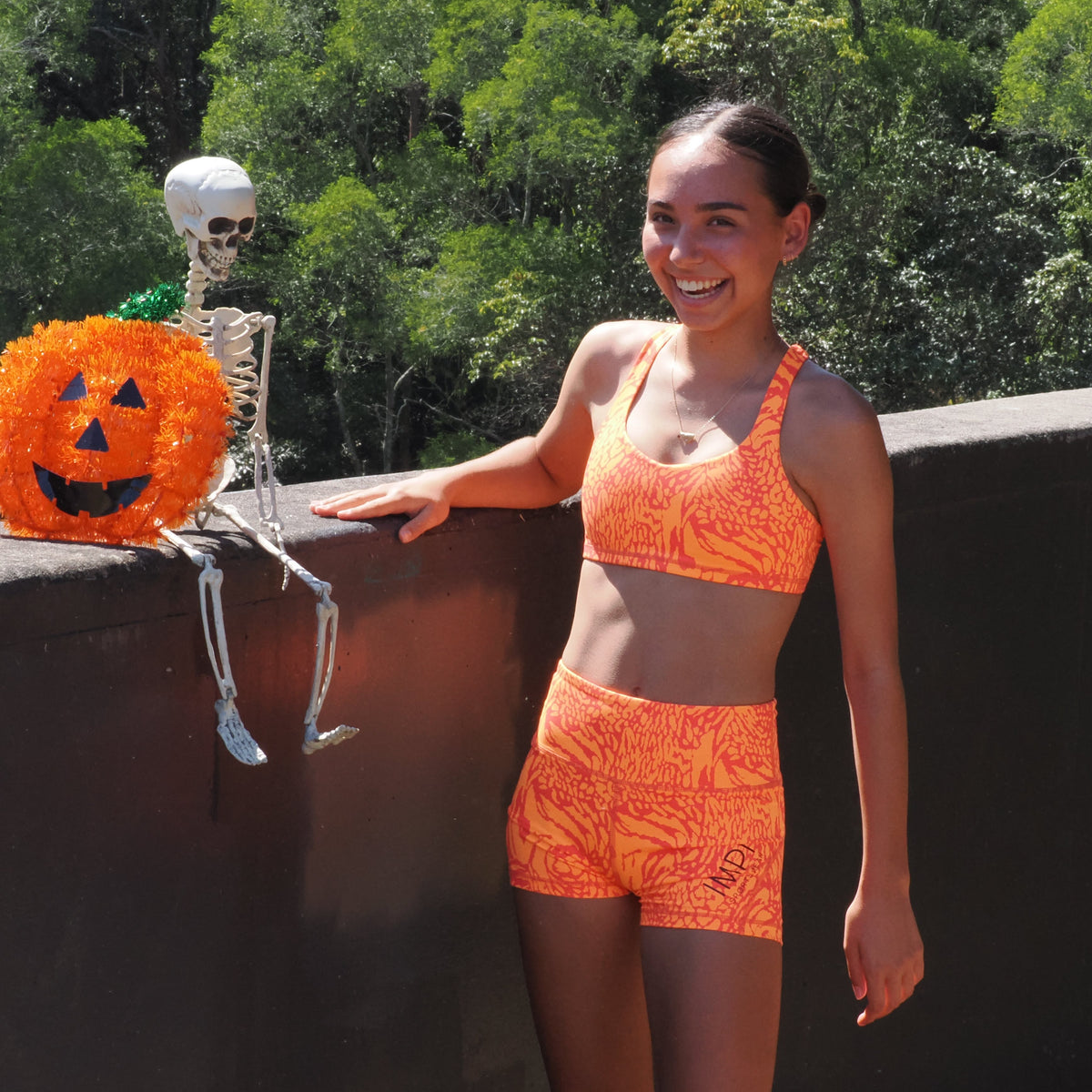 IMPI High Waist Bike Shorts- Orange Minx