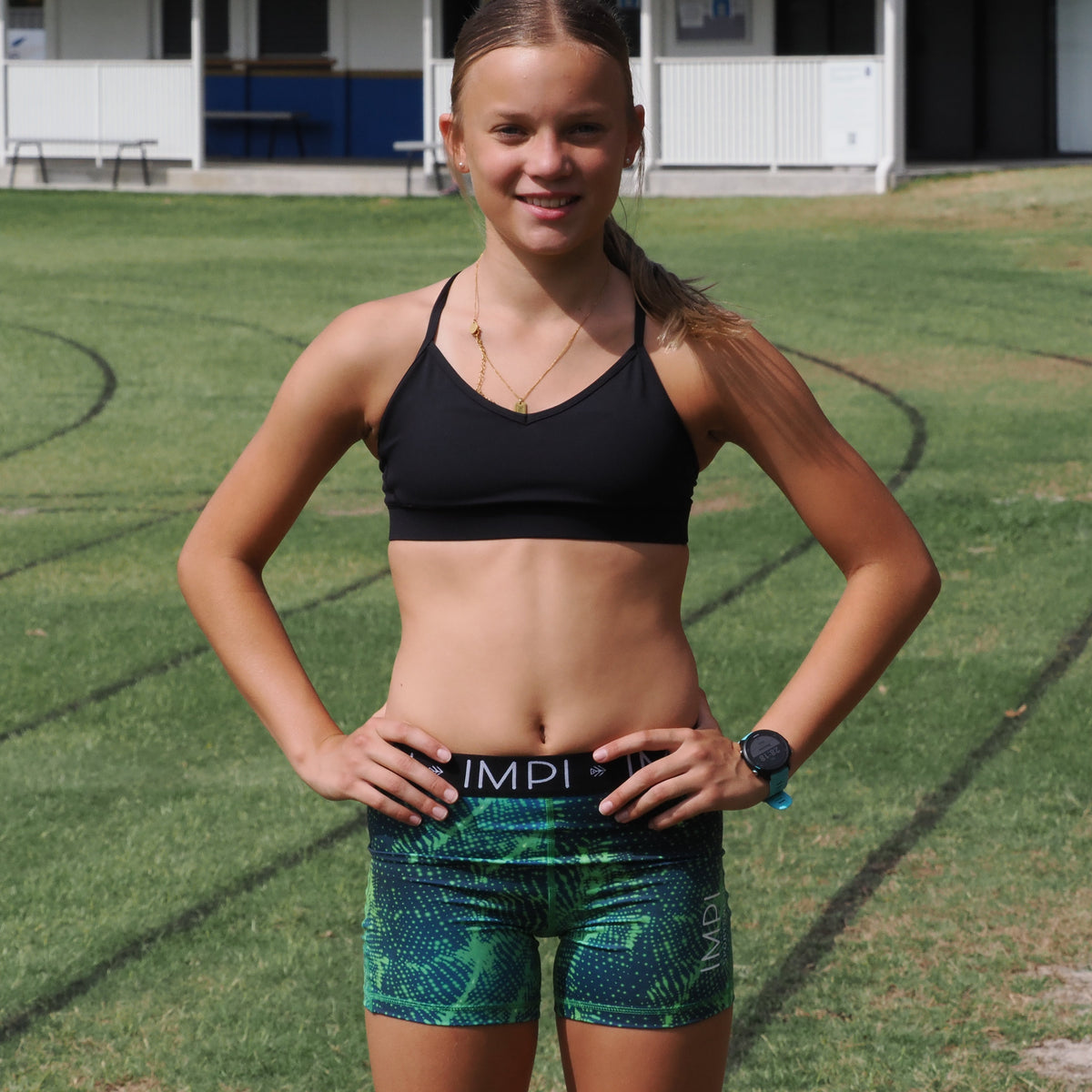 girls green bike shorts