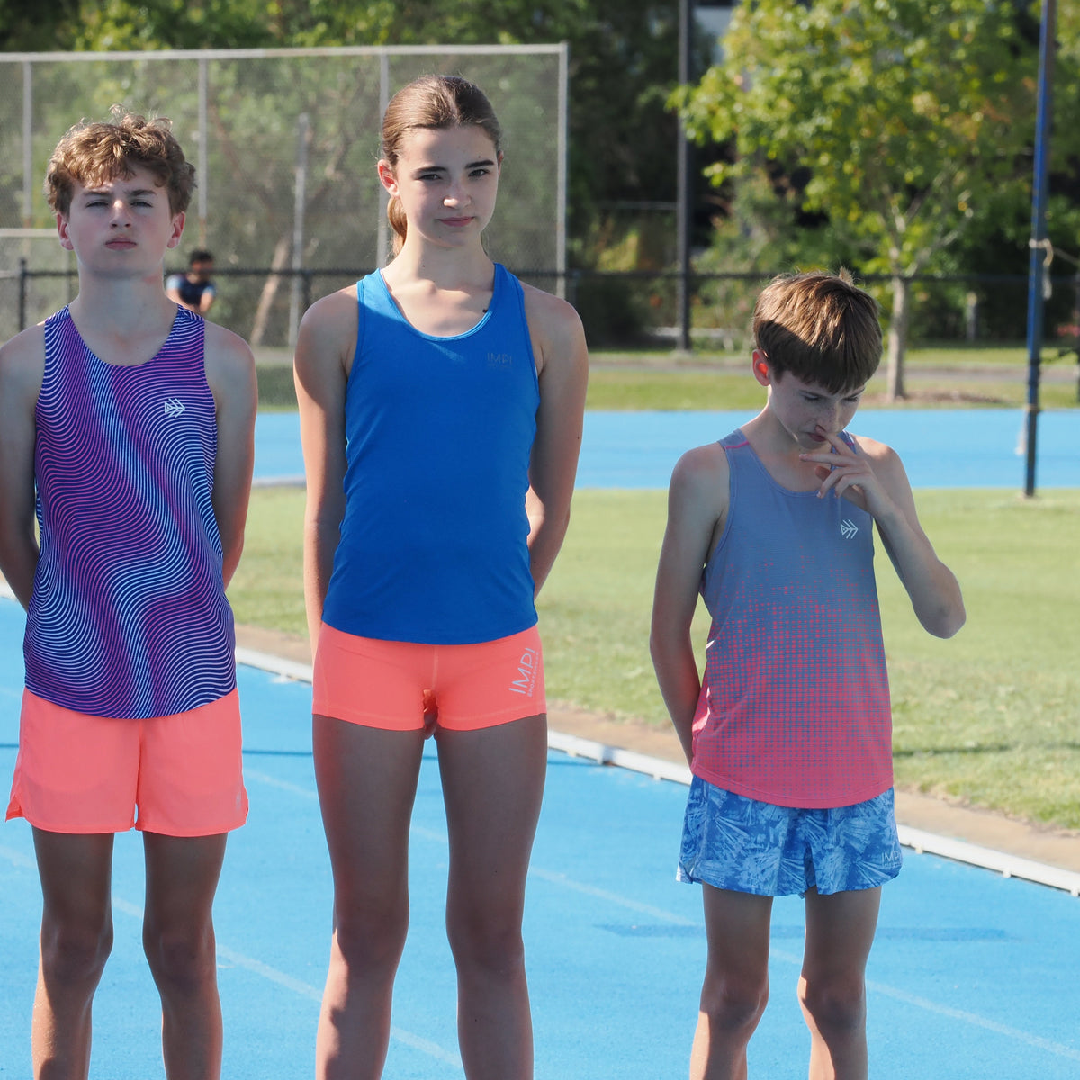 girls blue running singlet
