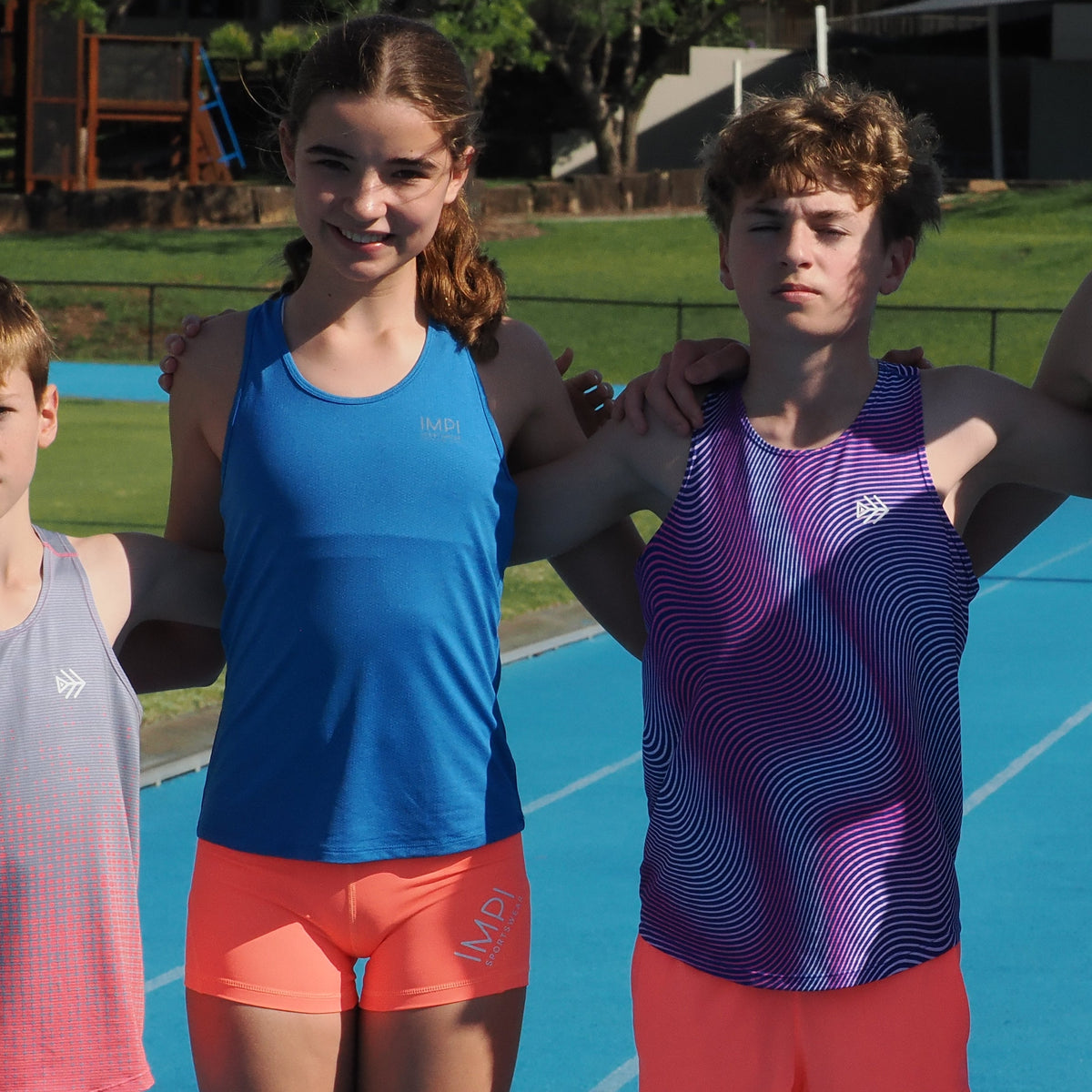 girls blue running singlet