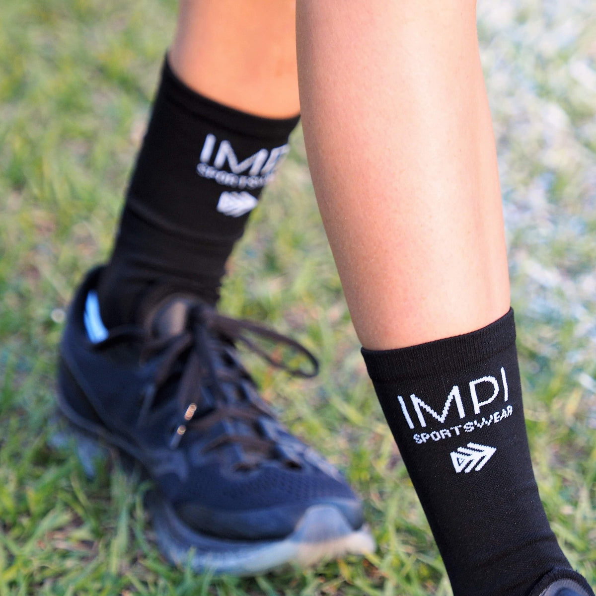 black and white running crew socks