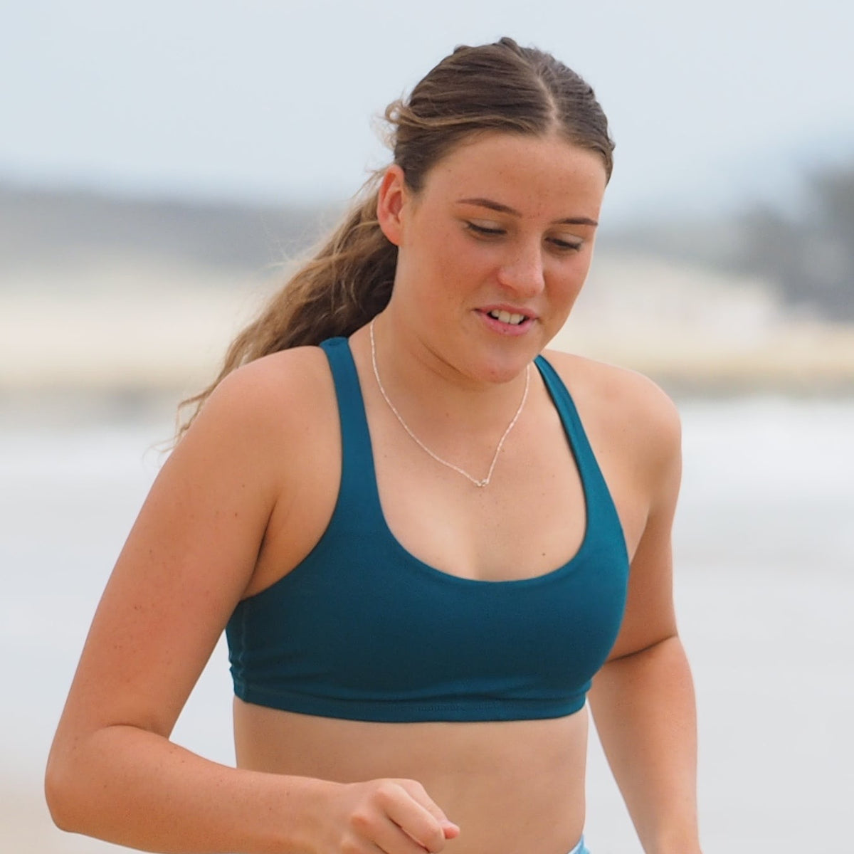 emerald teal running bra